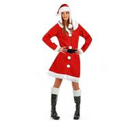 VESTITO BABBO NATALE DONNA MAMMA NATALE COLORE ROSSO CAPPELLO CON TRECCE