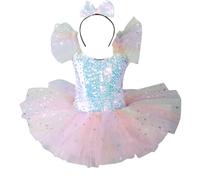 Vestito Ballerina Bambina Tutu Ballerina Body Ginnastica Artistica Ragazza Senza Maniche Vestiti Danza Classica da Balletto Leotards Dancewear Abito da Ballo Saggio 1-14 Anni