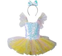 Vestito Ballerina Bambina Tutu Ballerina Body Ginnastica Artistica Ragazza Senza Maniche Vestiti Danza Classica da Balletto Leotards Dancewear Abito da Ballo Saggio 1-14 Anni