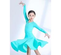 Vestito Ballo Latino Ragazza Abbigliamento Danza Sala per Bambini Pratica E Performance Cha Cha Rumba Samba,Verde,110cm