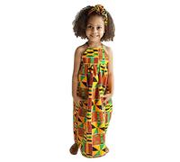 Vestito Bambina 4 Anni Le Neonate dei Capretti Si Vestono Ankara Dashiki della Principessa Africana Maniche della Fascia del Bambino Senza Schienale Tradizionale 15Y Strap (Orange 18-24 Months)
