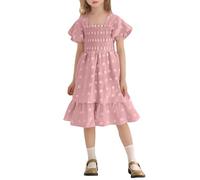 Vestito Bambina 4 Anni Vestito A Maniche Corte per Ragazze per Giochi All'Aperto Feste al Parco E per La comodità di Casa età 2-16 Anni Abbigliamento Casual Primaverile Ed Estivo (3-4 Years)