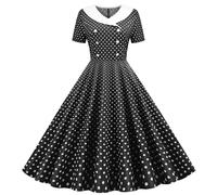 Vestito Bambina a Maniche Corte Vintage Vestito Retro 50s Rockabilly Swing Abiti Ragazza Principessa A-Line Elegante Abito da Sposa per Feste Abbigliamento per Bambine 5-14 Anni