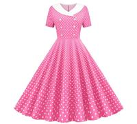 Vestito Bambina a Maniche Corte Vintage Vestito Retro 50s Rockabilly Swing Abiti Ragazza Principessa A-Line Elegante Abito da Sposa per Feste Abbigliamento per Bambine 5-14 Anni