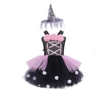 Vestito Bambina-Abiti per Halloween Incantevole costume da strega con motivi floreali Gonna a palloncino per esibizioni Ideale per travestimenti e festeggiamenti Perfetto per bambini dai 2 ai 12 anni