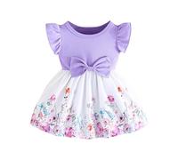 Vestito Bambina Bowknot Vestitos Girocollo Bambina a Maniche Corte Abito da Principessa con Fiori A-Line Abiti Bambine e Ragazze Abito da Festa 0-3 Anni