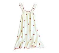 Vestito Bambina Elegante-Le Bretelle per Le Orecchie in Legno di crêpe A Doppio Possono Essere Indossate Fuori E A Casa Camicia da Notte di Media Lunghezza delle Ragazze Estive