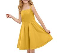 Vestito Bambina Estivo Senza Manica Halter Abito Elegante A-Line Cotone Abito Principessa per Ragazza 3-14 Anni Abiti da Sposa per Feste Completi Scolastici Abbigliamento Bambine