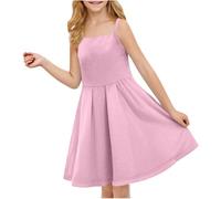 Vestito Bambina Estivo Senza Manica Halter Abito Elegante A-Line Cotone Abito Principessa per Ragazza 3-14 Anni Abiti da Sposa per Feste Completi Scolastici Abbigliamento Bambine