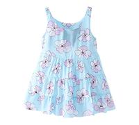 Vestito Bambina Estivo,Vestito con Stampa Spiaggia Senza Maniche Scollo Rotondo Vestiti da Vacanza Lunghezza al Ginocchio Abiti Bohémien Abito per Ragazze 3-13 Anni