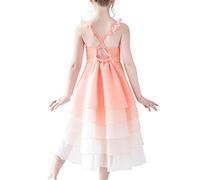 Vestito Bambina Gradiente Zigzag Hi-Lo Gonna Bretella Senza Schienale Senza Maniche 4 Anni