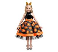 Vestito Bambina Halloween per Ragazza Costume da Mon Premier Bebe Fille Streghe Jupe Plissée Mi Longue Enfants Carnevale, Cosplay