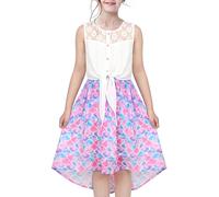 Vestito Bambina Pizzo Hi-Lo Sole Spina di Pesce Sirena Racconto Senza Maniche 14 Anni