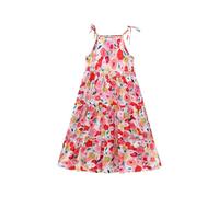 Vestito Bambina Senza Maniche Floreale Vestito Ragazza Principessa A-Line Estivo Abiti Estivi Elegante con Cinghie Abito da Sposa per Feste Completi Scolastici Abbigliamento per Bambine 1-14 Anni