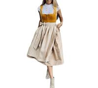 Vestito Bavarese Donna Dirndl Camicetta da Donna alla Moda Casual Media Lunghezza Le Feste retrò Elegante Travestimento con Grembiule in Pizzo Maniche Corte Festa della Birra per Carnevale