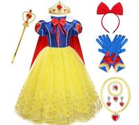 Vestito Biancaneve Bambina Costume Biancaneve Ragazze Costume Principessa Carnevale Con Mantello Aceessories Cosplay Halloween Costume Festa Di Compleanno Carnevale Festa Di Natale Yellow,130cm