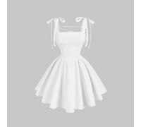 Vestito bianco da sogno romantico, con schiena scoperta e fiocco, adatto per appuntamenti, feste, vacanze, tea party, compleanni L,M,S,XL,XS,XXL,XXS,XXXL,XXXXLTessuto intrecciato