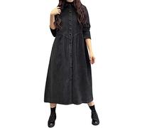 Vestito Camicia Donna - Cappotti Semplici da Donna Tinta Unita Manica Lunga Velluto A Coste Ispirazione Cappotti Taglie Forti Stropicciati Abito Corto Velluto
