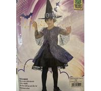 vestito cappello strega streghetta costume carnevale halloween 4/5 Anni