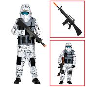 CARTOON Costume di carnevale + accessori, Artic Special Forces, Fucile d'assalto M16, vestito, travestimento, per bambini, halloween, feste a tema