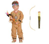 VESTITO CARNEVALE + ACCESSORI INDIANO CASACCA PANTALONI FASCIA ARCO 1/2 ANNI