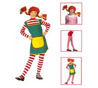 VESTITO CARNEVALE + ACCESSORI NAUGHTY GIRL COSTUME PARRUCCA CALZE 4/5 ANNI