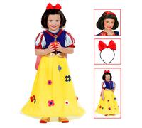 VESTITO CARNEVALE + ACCESSORI PRINCIPESSA DELLE FIABE FIOCCO PARRUCCA 1/2 ANNI