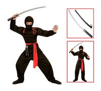VESTITO CARNEVALE + ACCESSORI SUPER NINJA MUSCOLOSO SPADA GIAPPONESE 5/7 ANNI