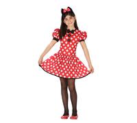 Vestito Carnevale Bambina Minnie Mouse Topolina Rosso Pois con Cerchietto Fiocco