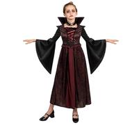 Vestito Carnevale Bambina Vampiro con Vita Elastica per le Feste a Tema | Vita Elastica e Gonna Comoda, un Abito da Festa per il Carnevale, per la Notte di Halloween e per le Ricorrenze Scolastiche
