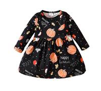 Vestito Carnevale Bambina Vestiti per Party Halloween Cosplay Casual Costume da Ciottolina Strega Stampa a Zucca Scheletro Ragazza Feste e