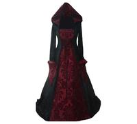 Vestito Carnevale Donna,Vestito Medievale Donna Vittoriano Curvy Gothic Dress con Cappuccio Costume da Dama Principessa Dell'800 Satin Vestiti Carnevale Veneziano Abito Taglie Forti