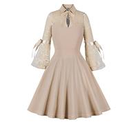 Vestito Carnevale Medievale Donna, Abito da Donna in Pizzo con Maniche a Campana per Eleganza e Stile Cosplay