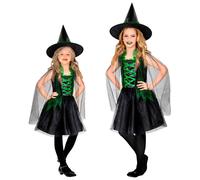 VESTITO CARNEVALE WICKED WITCH STREGA TRAVESTIMENTO HALLOWEEN BAMBINA - 0743