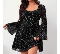 Vestito casual a pois a maniche lunghe, taglia comoda, adatto per forme arrotondate, ideale per San Valentino, amore, regalo, romanticismo, Buon San Valentino, outfit per il Capodanno 2026 e occasioni