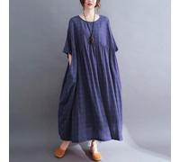 Vestito casual bohémien da donna per vacanza 2025, gonna di taglia comoda per donna, stile elegante da tutti i giorni per mamme, gonna nera larga con collo rotondo e taglia comoda per l'estate 0XL,1XL