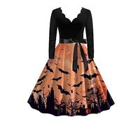 Vestito Casual Donna Abito Casual Donna con Scollo a V e Design Burnout per Stile Swing Comodo Elegante (Black, L)