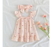 Vestito casual senza maniche in stile occidentale per neonati e bambini, adatto per uso quotidiano come tempo libero a casa, campeggio all'aperto, ecc. 6-9M,0-1M,1-3M,3-6MquadriTessuto