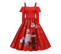 Vestito cattivo Natale da donna, pupazzo di neve, costume Babbo Natale, scollo a U, vestito di Natale, da donna, abbigliamento natalizio, per la mamma, Natale, all'aperto, cocktail, rockabilly, abito