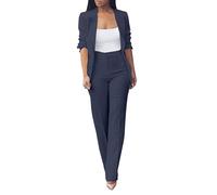 Vestito Cerimonia Donna Taglie Forti Set Due Pezzi Eleganti Manica Lunga Tailleur Da Lavoro Casual Oversize Complete Ufficio Giacche E Pantalone Completo Da Cerimonia Comoda Per Matrimoni E Feste