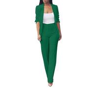 Vestito Cerimonia Donna Taglie Forti Set Due Pezzi Eleganti Manica Lunga Tailleur Da Lavoro Casual Oversize Complete Ufficio Giacche E Pantalone Completo Da Cerimonia Comoda Per Matrimoni E Feste