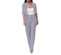 Vestito Cerimonia Donna Taglie Forti Set Due Pezzi Eleganti Manica Lunga Tailleur Da Lavoro Casual Oversize Complete Ufficio Giacche E Pantalone Completo Da Cerimonia Comoda Per Matrimoni E Feste