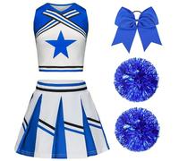 Vestito Cheerleader Bambina Costume da Cheerleader per Ragazze Bambini con Pon Pon Cheerleader e cerchietto per capelli Uniforme da Cheerleader Bambina per Carnevale Compleanno Halloween Feste Cosplay