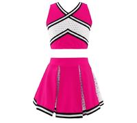 Vestito Cheerleader Donna Completo da cheerleader for ragazze, uniforme da ballo, top senza maniche con scollo a V e gonna con elastico in vita.(Pink,12)