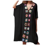 Vestito Chic, Pareo da Spiaggia da Donna Camicetta a Contrasto Abito Da Spiaggia Uncinetto Grado