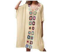 Vestito Chic, Pareo da Spiaggia da Donna Camicetta a Contrasto Abito Da Spiaggia Uncinetto Grado