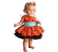 Vestito Ciottolina Bambina, Costume Carnevale Bambina, Cavernicolo Bambinas Vestito Con Bone Fiocco Fascia, Vestiti Da Principessa Per Bambini 6 Mesi - 12 Anni (6-12 mesi)