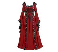 Vestito con Cappuccio in Stile Medievale retrò da Corte per Donna | Vestito ampio alla moda, con collo quadrato e maniche svasate, cosplay medievale per donna