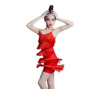 Vestito Con Frange Da Ballo Latino Per Bambina, Gonna Per Esercitazioni Di Ballo, Vestito Con Nappe, Costume Da Ballo Per Salsa, Tango, Spettacolo Teatrale(Red,150cm)