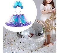 Vestito con gonna tutù e fascia per capelli, costume da sirena per bambine